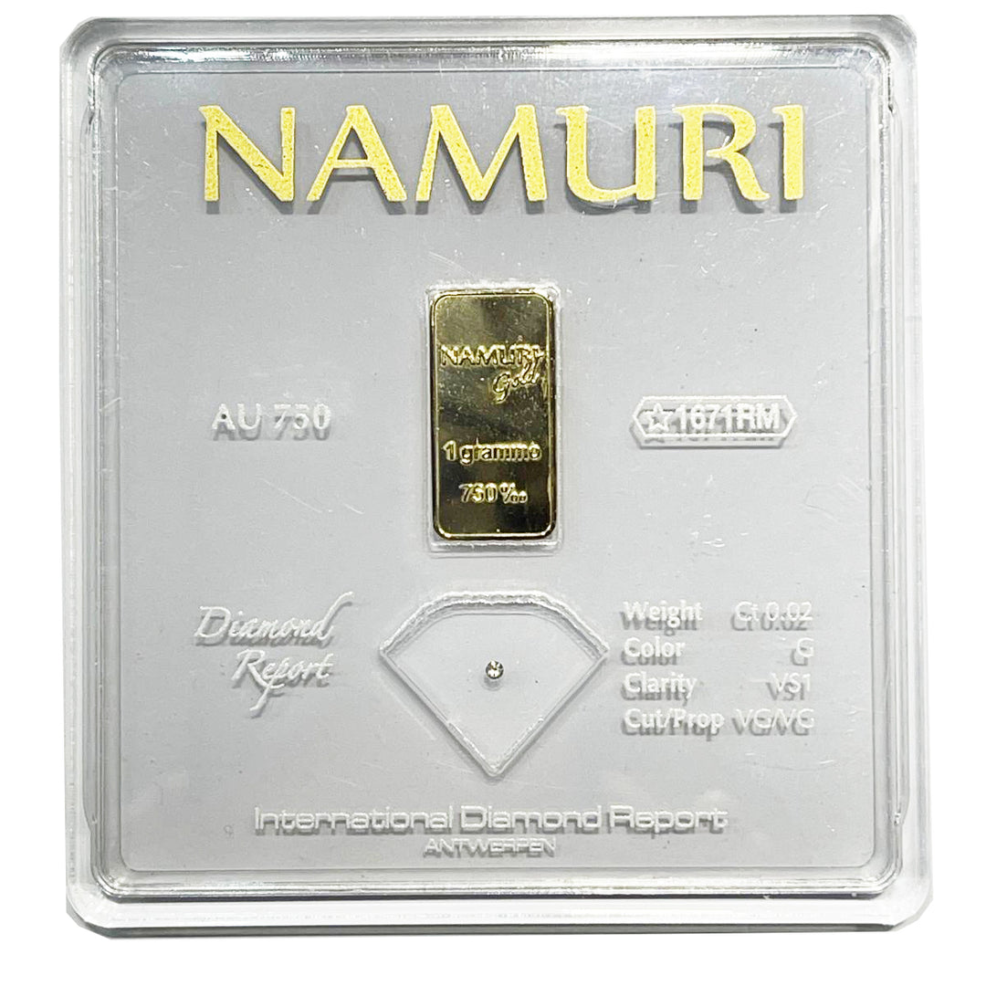נמורו לינגוטו 1 גראם זהב 18KT יהלום 0.02CT G VS1 NDJ/G02GVS