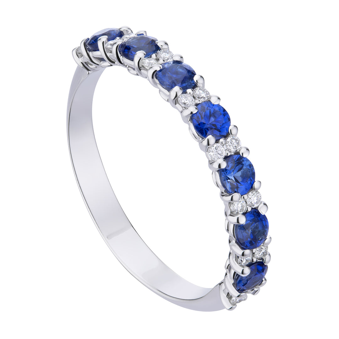 World Diamond Group Gold Fedine White Fedine 18kt Diamonds and Sapphires 0054FP