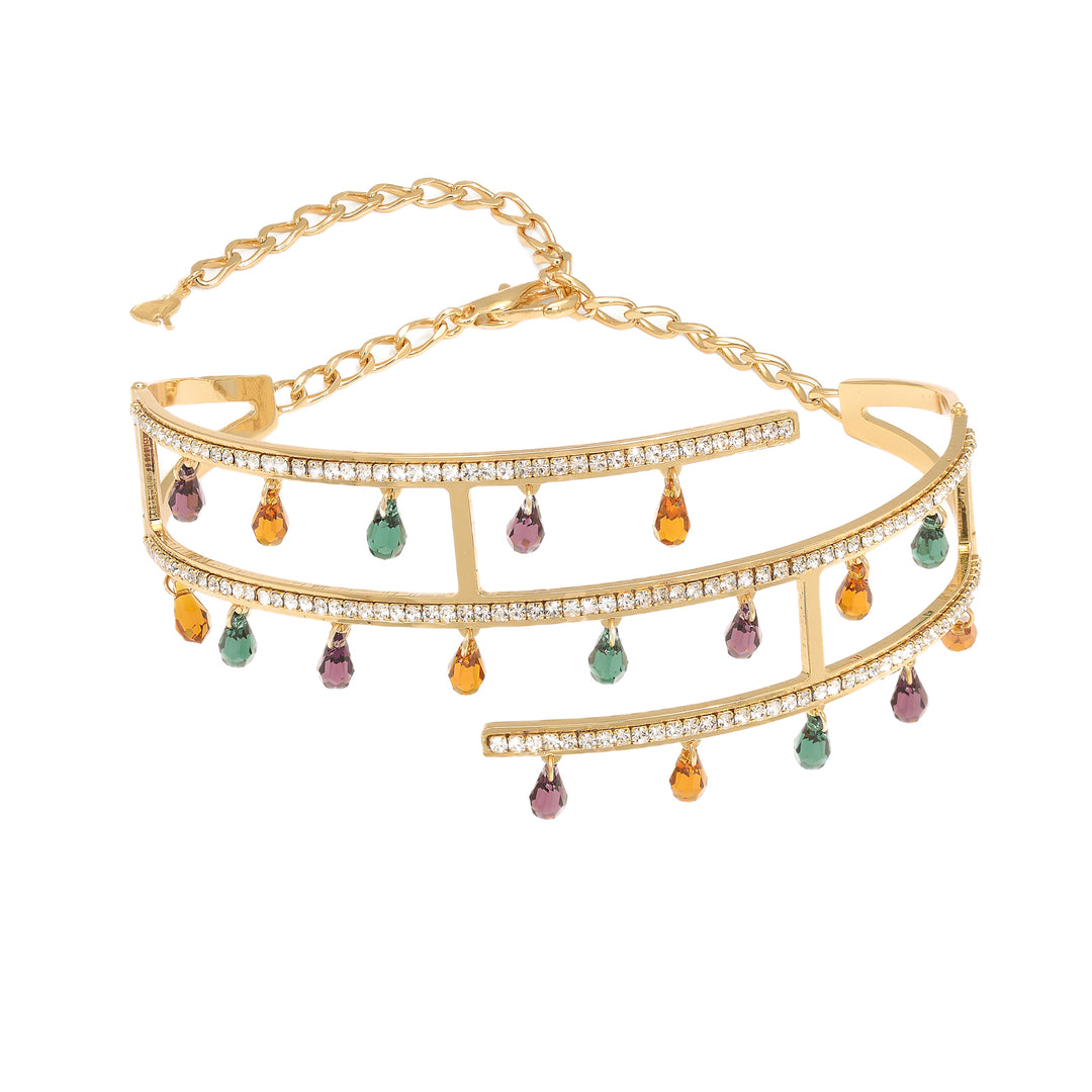 Federica Rossi Chiker necklace with rhinestone rhinestones and drops of crystal pendants bronze pvd finish yellow gold 18kt fr.co.25