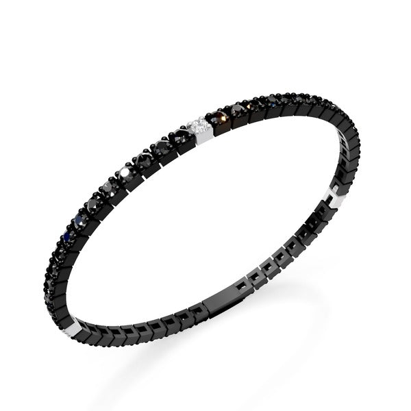 World Diamond Group Group Tennis Tennis Black Titanium, with Black Diamonds and three 18kt platinum inserts with white diamonds, 18cm, first size Gbrt001e3ptine-80