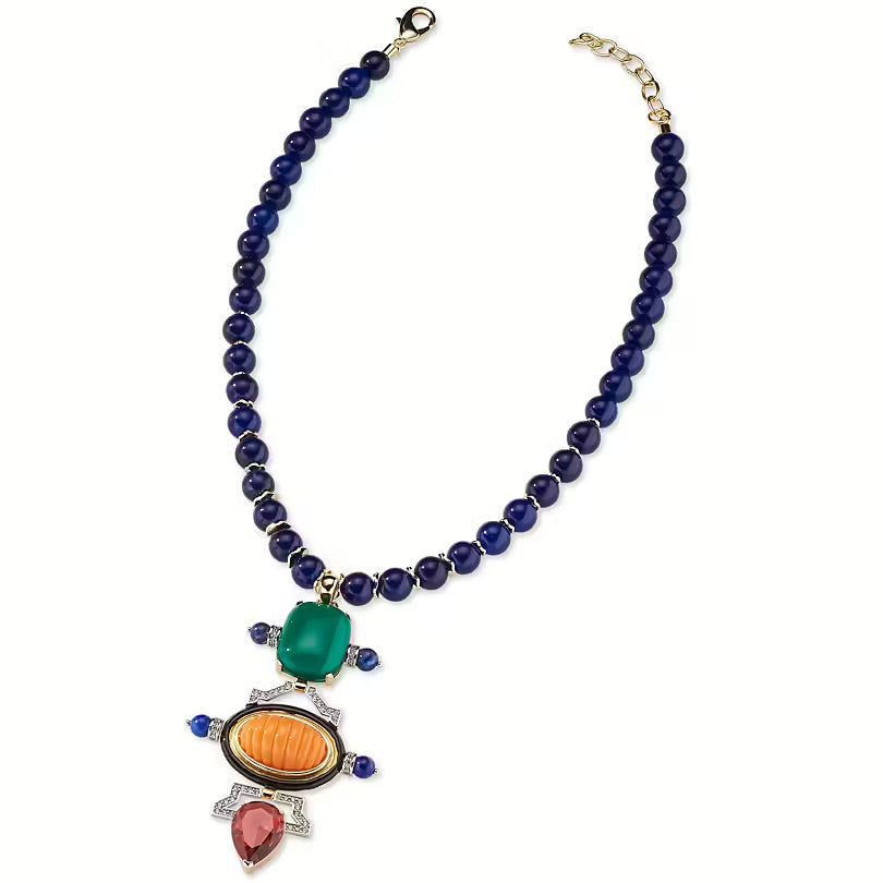 Sovereign necklace with fashion mood pendant bronze bronze pvd gold yellow gold 18kt quartz and agate j10845