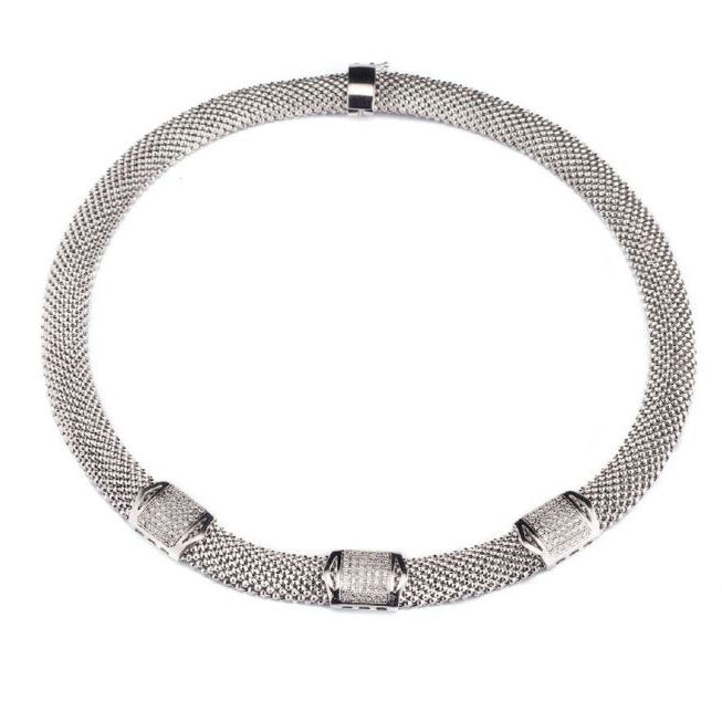 Sovereigns necklace creation of fashion mood bronze pvd finish white gold 18kt cubic zirconia j4087