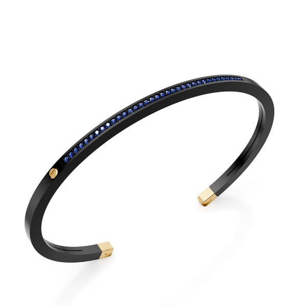 World Diamond Group Black titanium slave bracelet, with a row of sapphires and inserts in 18kt yellow gold GBR036o1zbne yellow