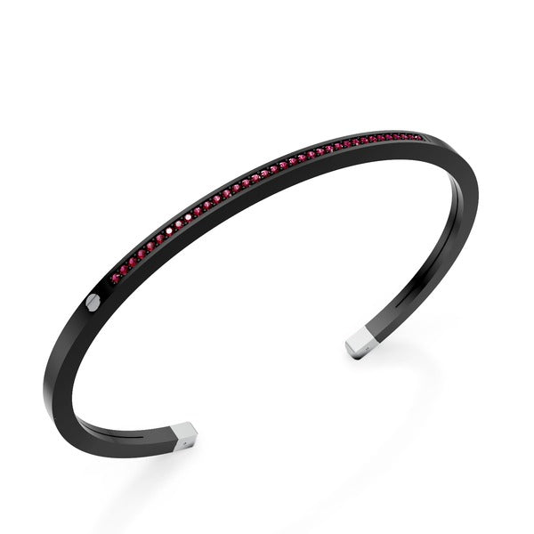 World Diamond Group Black Titanium Schiance Bracelet, with a row of rubies and platinum inserts GBR036Ptrune