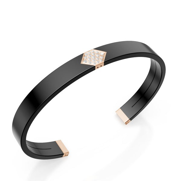 World Diamond Group Black titanium slave bracelet, 18kt rose gold insert, pave with diamonds gbb040o3dine