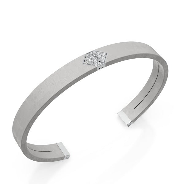 World Diamond Group Group Schiava in gray titanium, platinum insert, pave with diamonds GBR040PTDIGR
