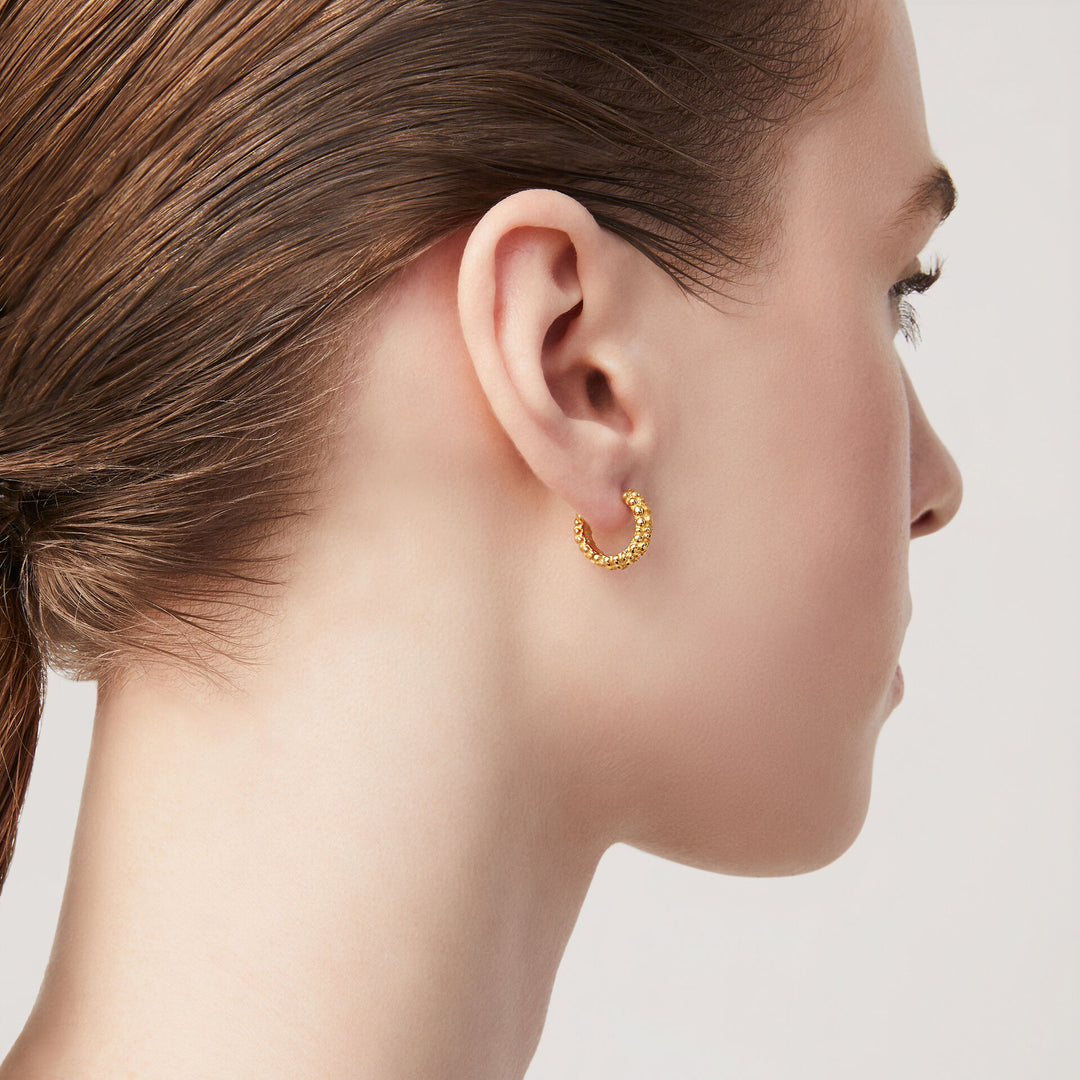 Giovanni Raspini Huggie Perlage Earrings - Circle earrings in 925 golden silver - 11963/1