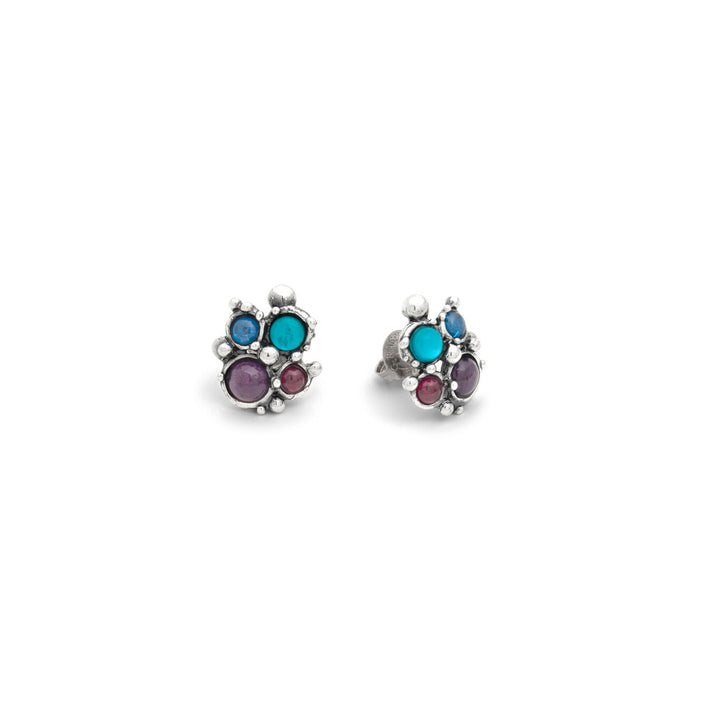 Giovanni Raspini cocktail earrings Earrings in 925 silver, mother of pearl, amethyst and siamite 12528
