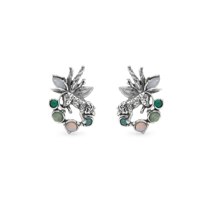Giovanni Raspini jungle leopard earrings Earrings in 925 silver, mother of pearl and quartz 12628