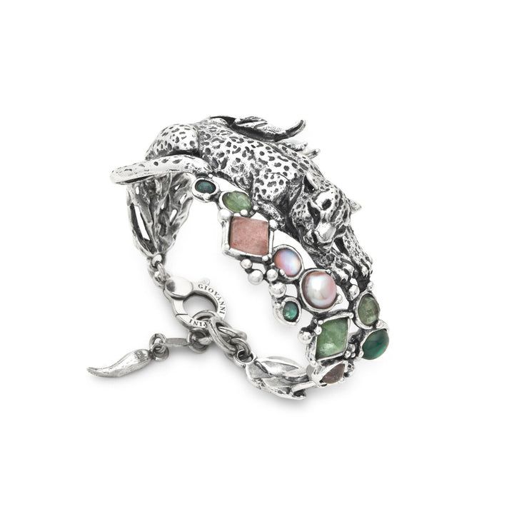 Giovanni Raspini leopard jungle bracelet Bracelet in 925 Silver, natural quartz, mother of pearl and pearls 12629