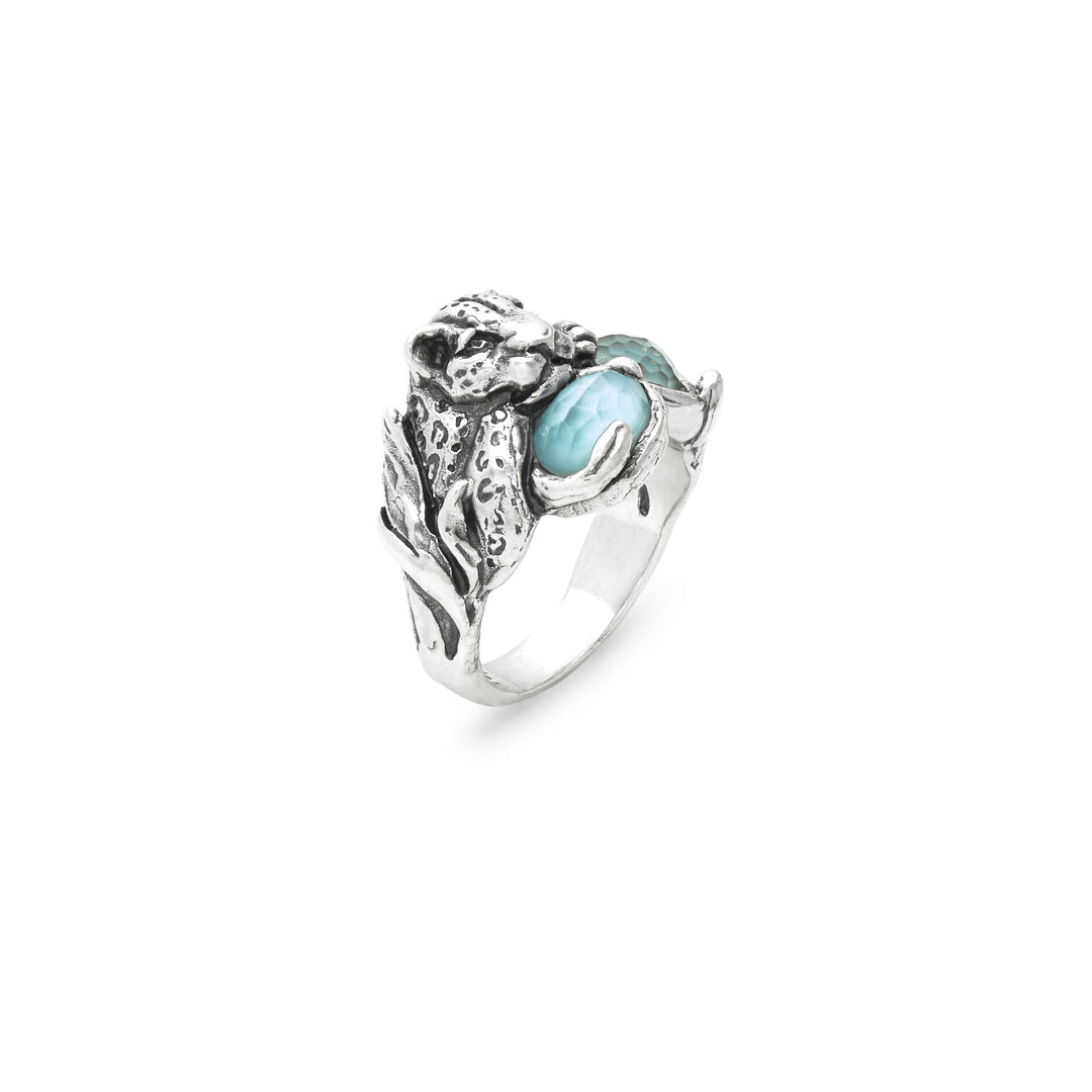 Giovanni Raspini Blue Jaguar Ring - Ring in 925 Silver, mother-of-pearl and quartz - 12683