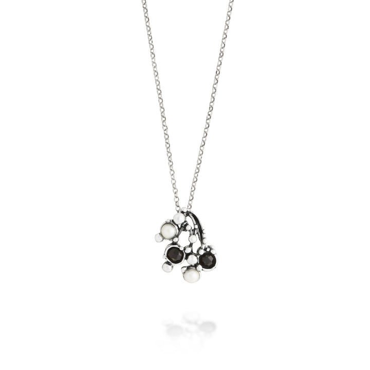Giovanni Raspini Aura Pendant - Necklace in 925 Silver, natural pearls and onyx - 12686