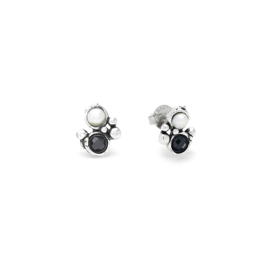 Giovanni Raspini Aura Earrings - Earrings in 925 Silver, natural pearls and onyx - 12688