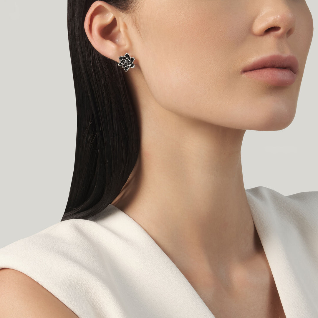 Giovanni Raspini Lotus Flower Earrings - 925 Silver Earrings - 12697