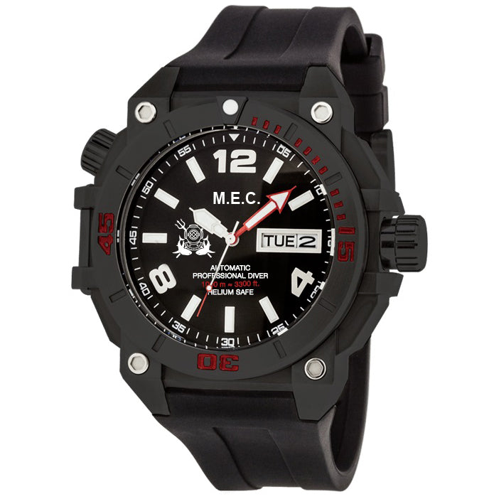 M.E.C. שעון אוטומטי Blackshark שעון PVD 44 מ"מ פלדה שחורה אוטומטית PVD גימור שחור (07) Blackshark PVD