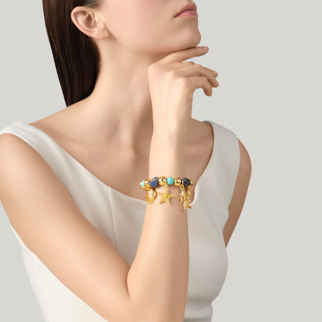 Giovanni Raspini grand bleu bracelet 18 kt gold plated bracelet with lapis lazuli and aulite N0071