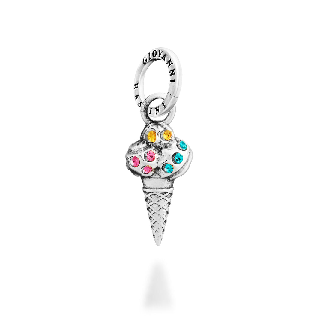 Giovanni Raspini Crystal Ice Cream Cone Charm - Silver and zircon charm - 12747