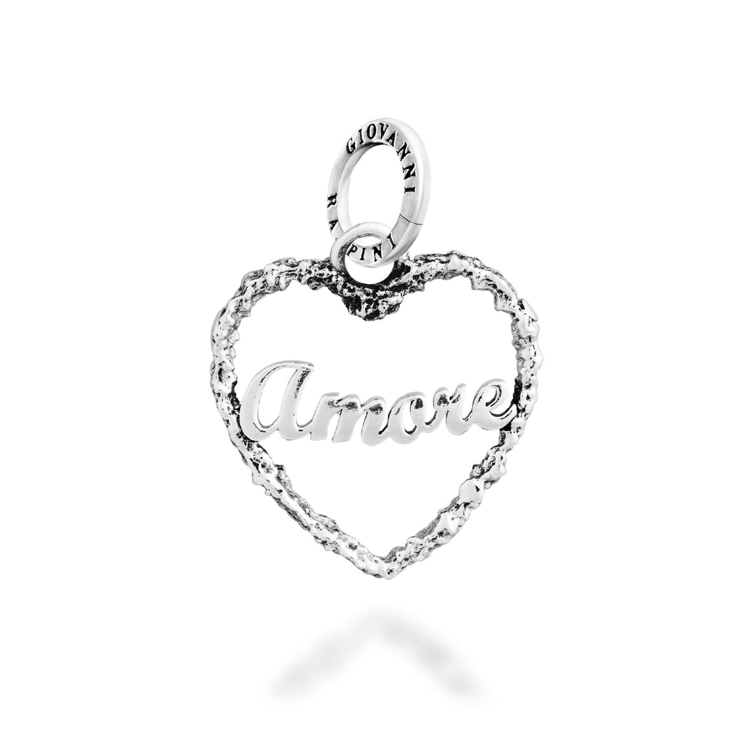 Giovanni Raspini "Love" Heart Charm - Silver Charm - 12814