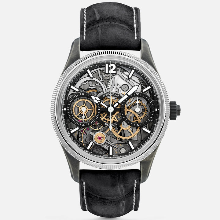 Montblanc Watch 1858 הסוד שנחשף Minerva Monopusher Chronograph מהדורה מוגבלת - 88 דגימות 43 מ"מ פלדה משופעת ידנית 131155