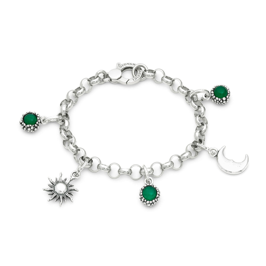 Giovanni Raspini Sun and Moon Bracelet - Bracelet in 925 Silver and green onyx -