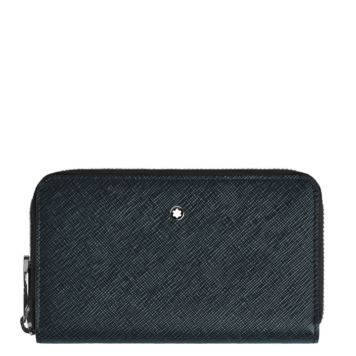 Montblanc World 12 תאים עם רוכסן תאים בינוני טוויד כחול 220362