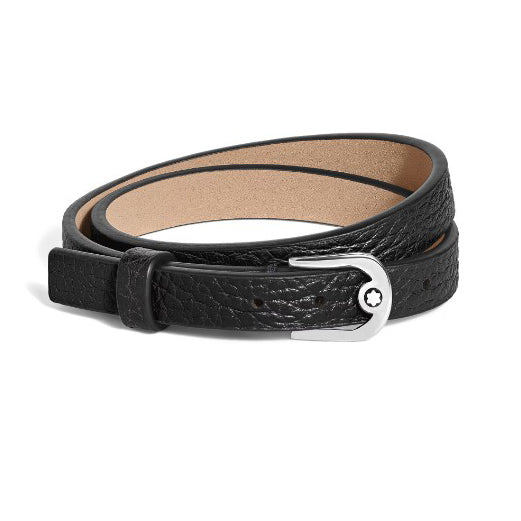 Montblanc adjustable Horseshoe leather bracelet with black grain 222738