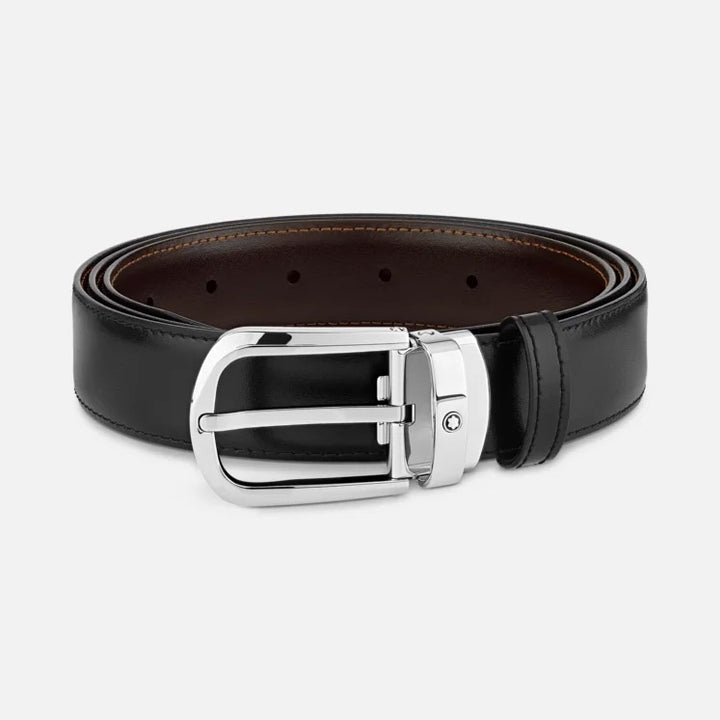 Montblanc Elegant Belt 30mm Food Food Adjustable Raversible Black/Marrone Sartorial 113834