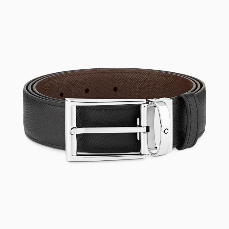 Montblanc reversible belt in black leather/brown 35 mm 118436