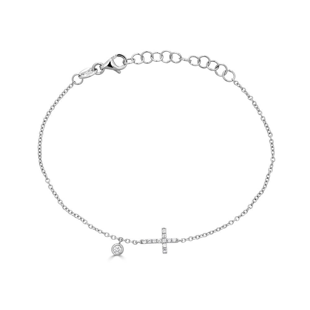 Zydo cross bracelet with small diamonds in white gold 54380