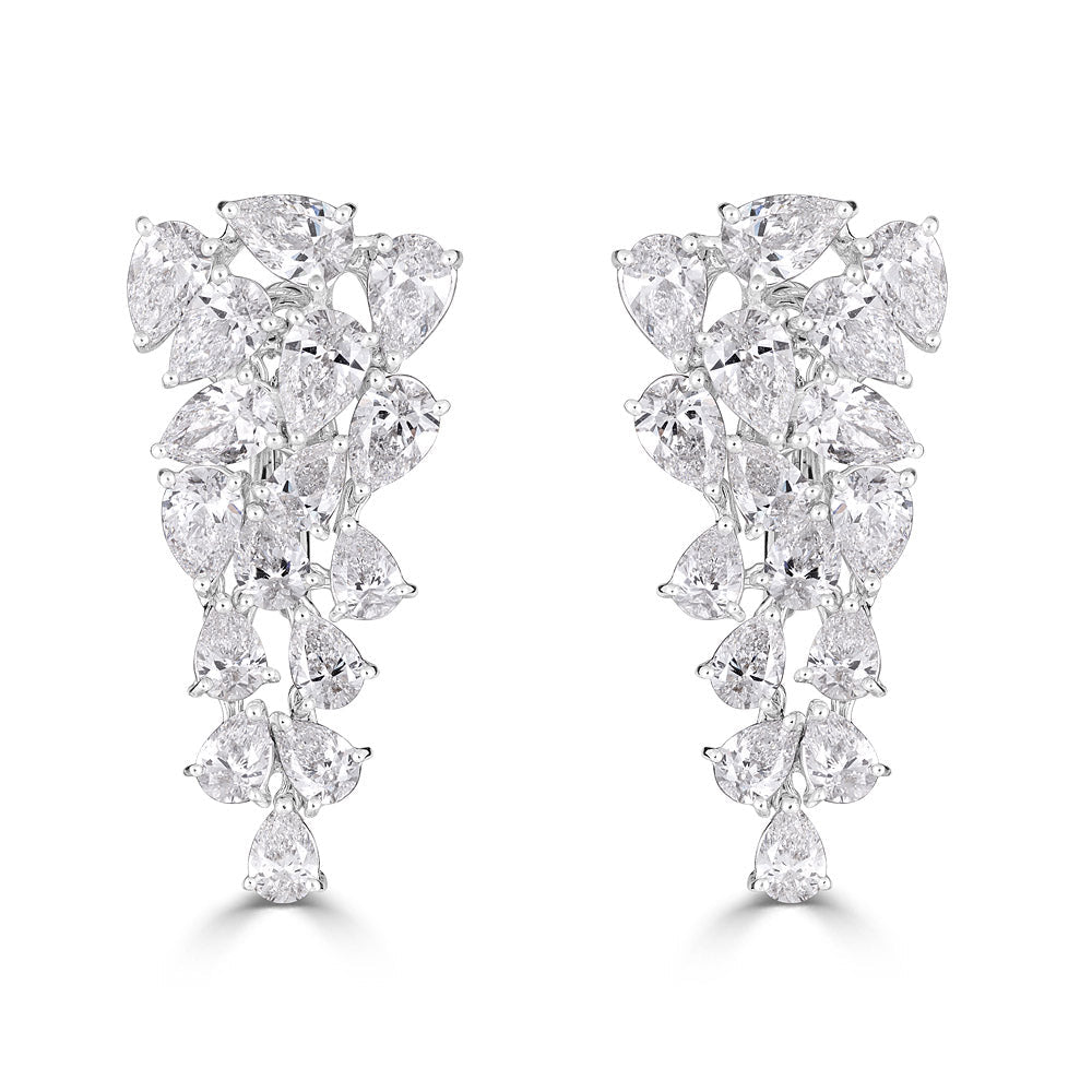 Zydo pear-shaped diamond drop earrings in white gold 55812