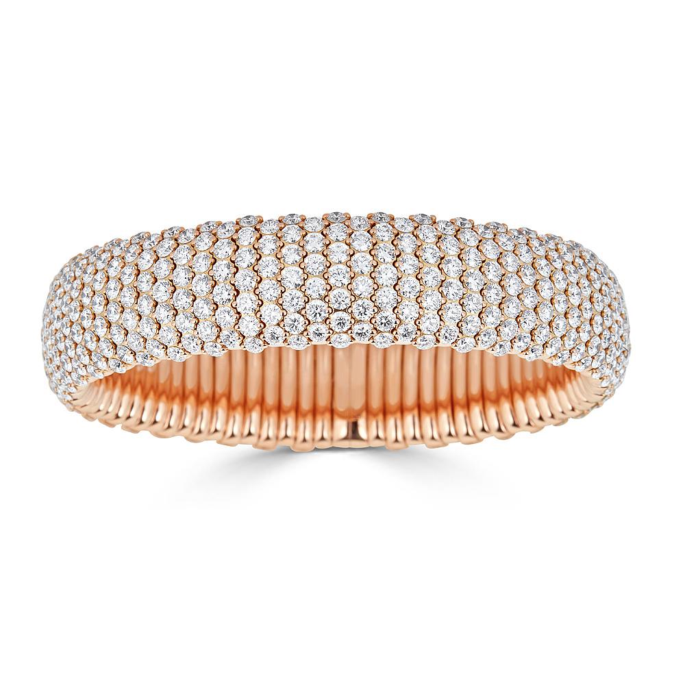 Zydo domed elastic bracelet with medium-sized diamonds in 57600 rose gold