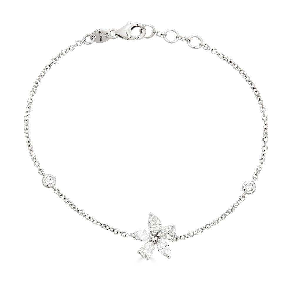Zydo bracelet with diamonds in the shape of a flower in white gold 59492