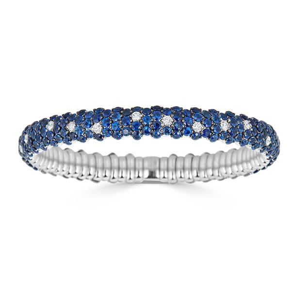 Zydo domed elastic bracelet in white gold blue sapphire Blue sapphire 61567