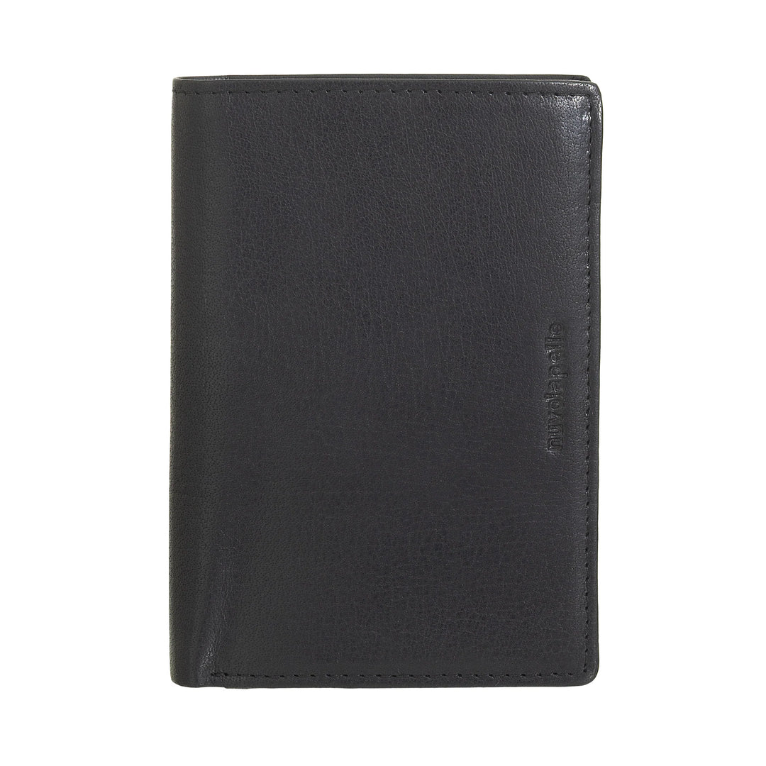 Nuvola Pelle Large Vertical Wallet for Men in Buffalo Leather - Large Pocket Wallet with Coin Purse, 8 Card Pockets and Zipper
