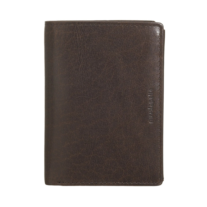 Nuvola Pelle Large Vertical Wallet for Men in Buffalo Leather - Large Pocket Wallet with Coin Purse, 8 Card Pockets and Zipper