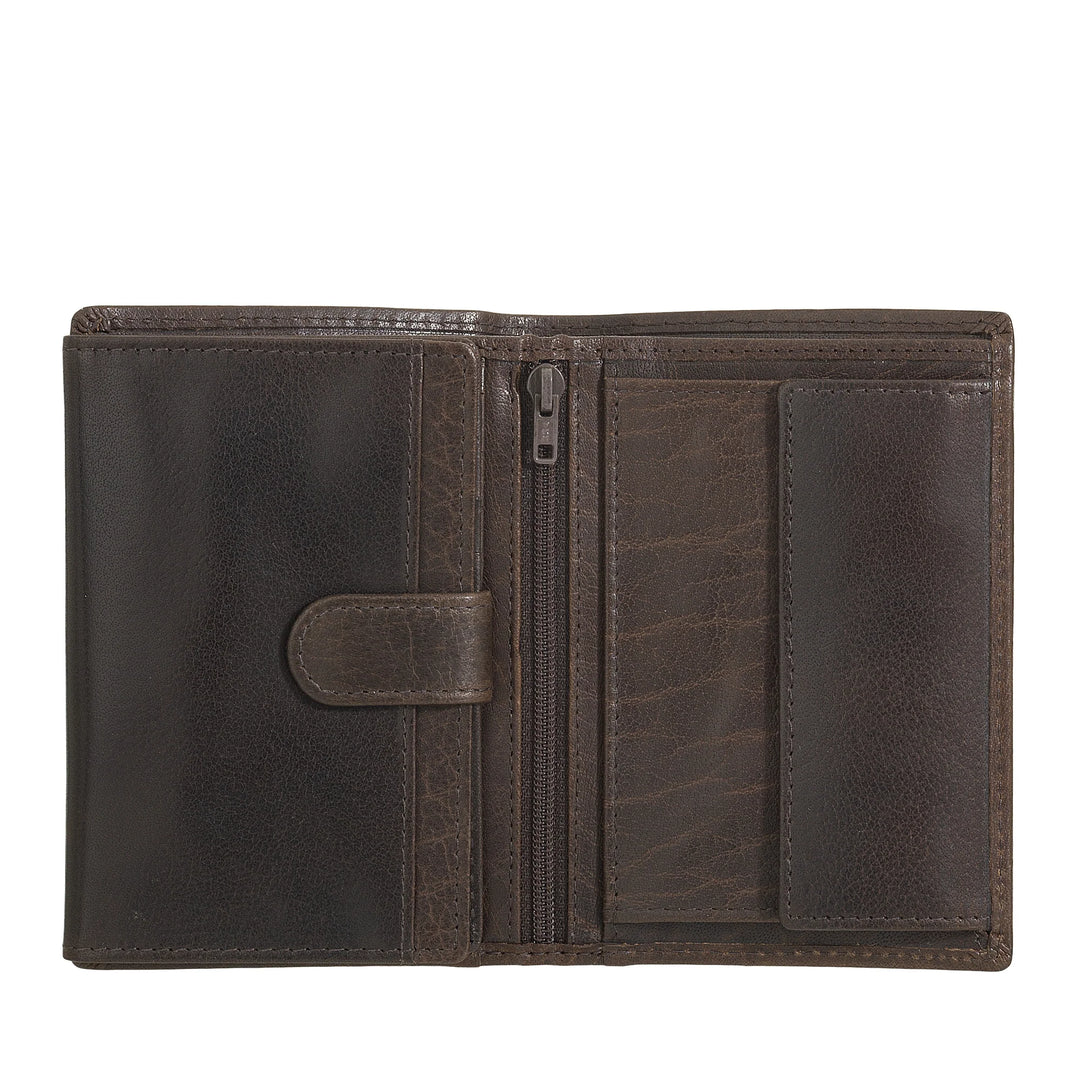 Nuvola Pelle Large Vertical Wallet for Men in Buffalo Leather - Large Pocket Wallet with Coin Purse, 8 Card Pockets and Zipper