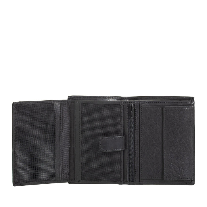 Nuvola Pelle Large Vertical Wallet for Men in Buffalo Leather - Large Pocket Wallet with Coin Purse, 8 Card Pockets and Zipper