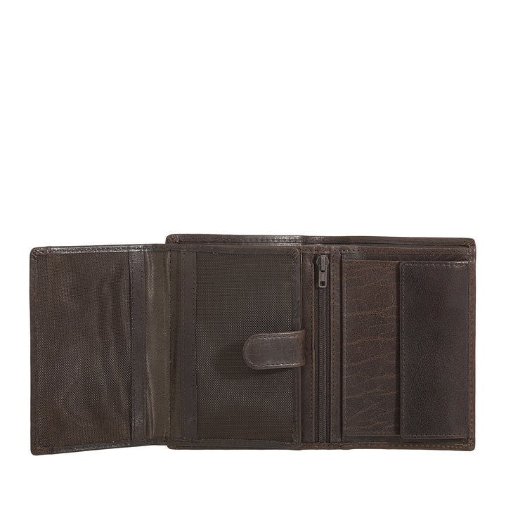 Nuvola Pelle Large Vertical Wallet for Men in Buffalo Leather - Large Pocket Wallet with Coin Purse, 8 Card Pockets and Zipper
