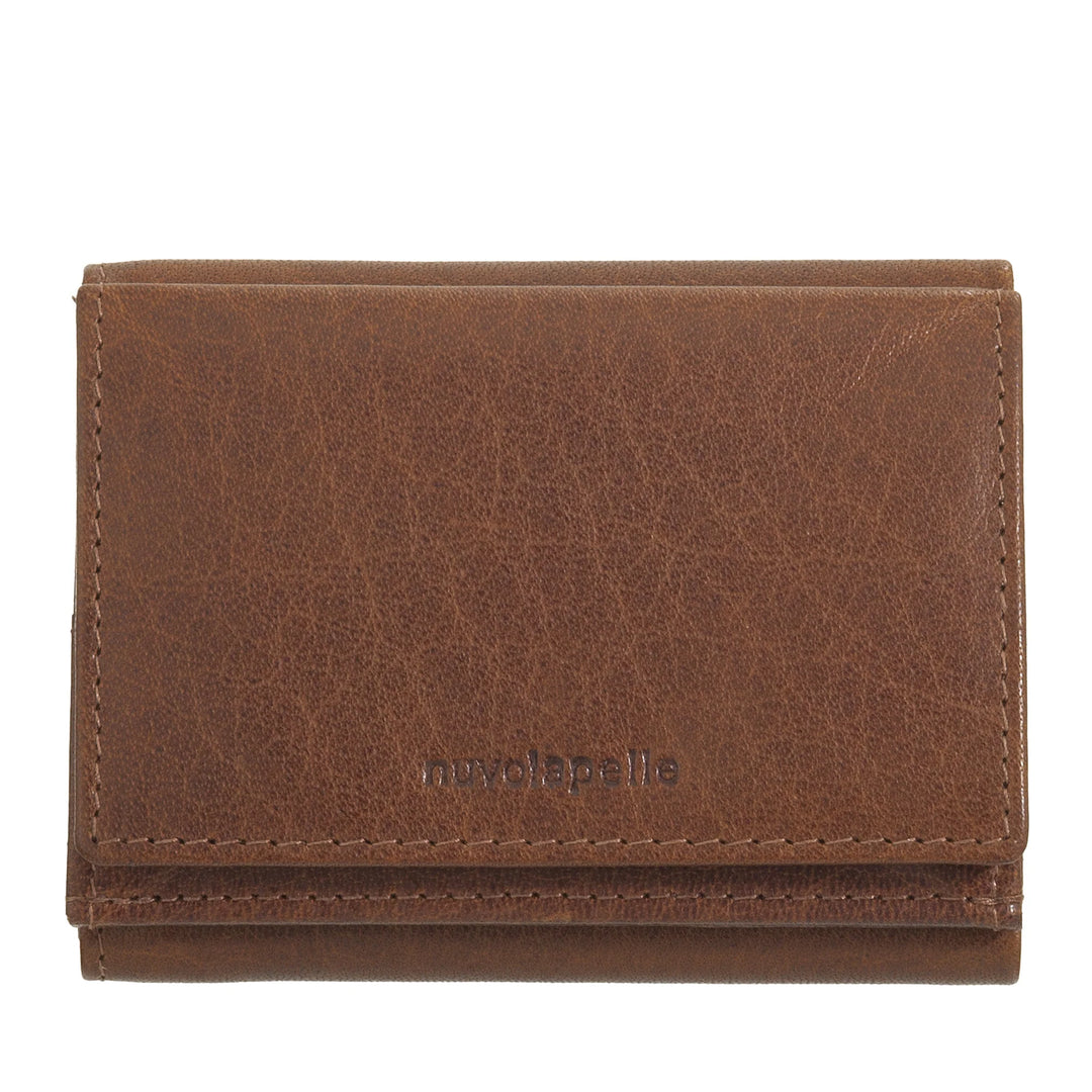 Nuvola Pelle Small Wallet for Men and Women in Buffalo Leather - Elegant Trifold with Button Coin Purse, Compartments for Cards, Cards and Banknotes