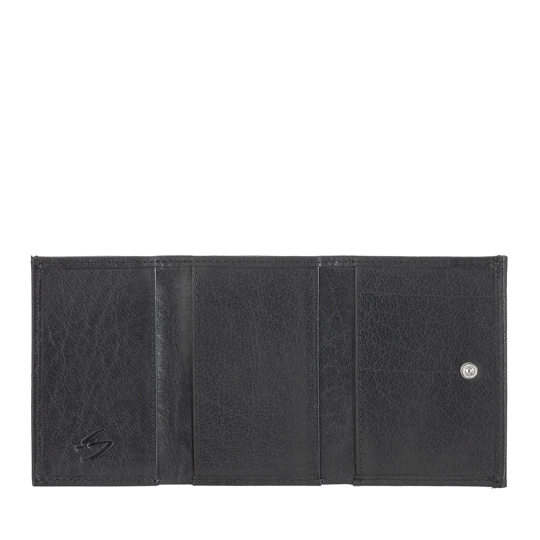 Nuvola Pelle Small Wallet for Men and Women in Buffalo Leather - Elegant Trifold with Button Coin Purse, Compartments for Cards, Cards and Banknotes