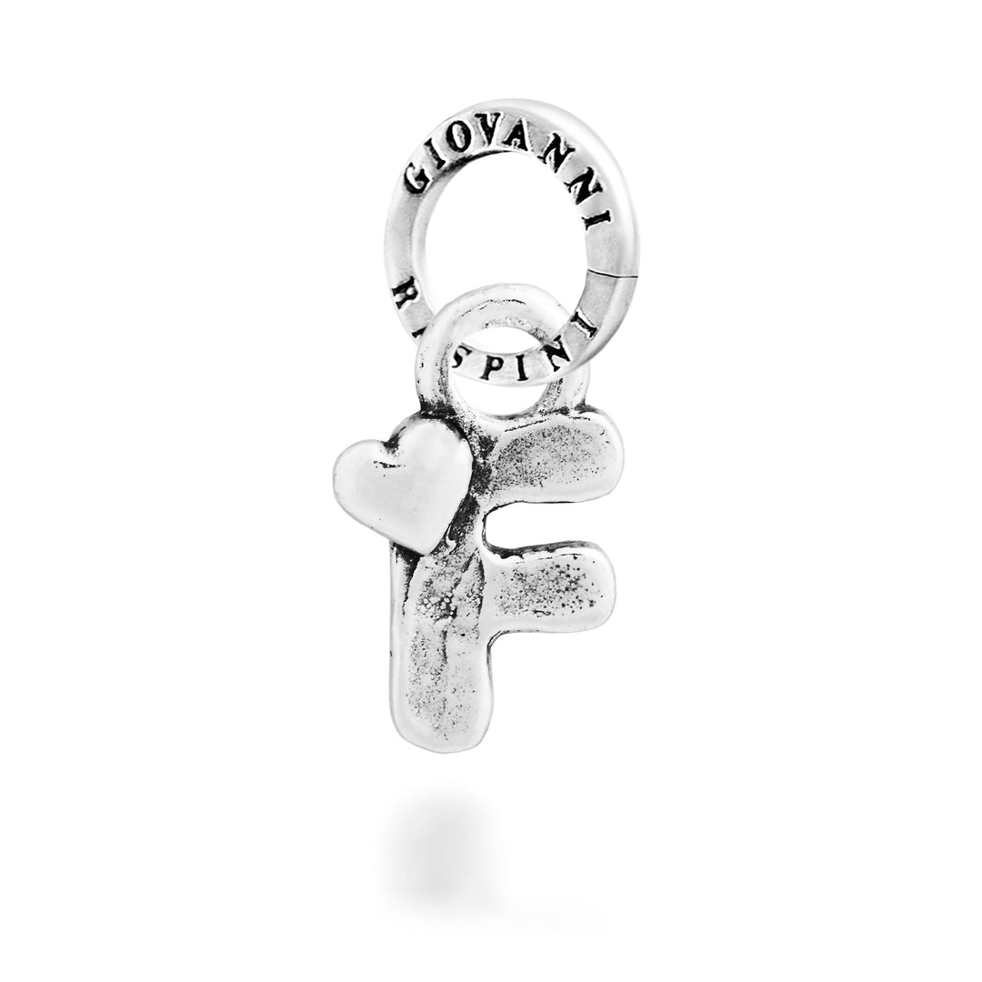 Giovanni Raspini Charm "F" Little Heart - Silver Charm - 12782