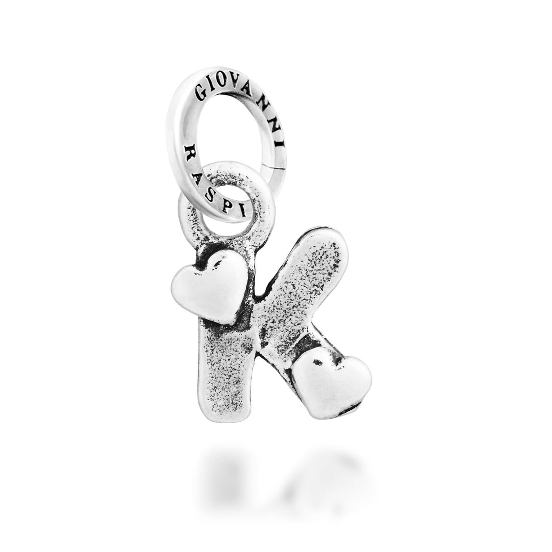 Giovanni Raspini Charm "K" Little Hearts - Silver Charm - 12787