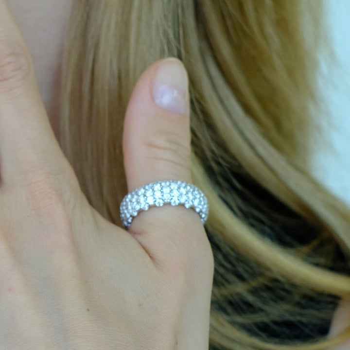 Zydo small elastic ring with diamond dome white gold 61528