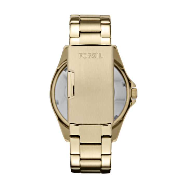 שעון רב -תכליתי מאובנים ריילי 38 מ"מ שמפניה קוורץ גימור פלדה PVD זהב זהב ES3203