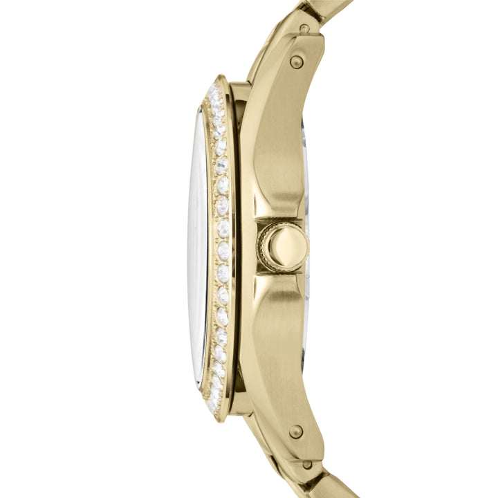 שעון רב -תכליתי מאובנים ריילי 38 מ"מ שמפניה קוורץ גימור פלדה PVD זהב זהב ES3203