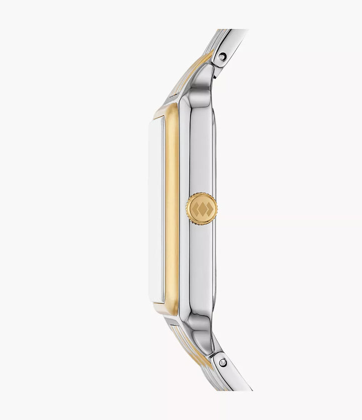 Fossil watch Raquel 26mm mother of pearl quartz steel PVD finish yellow gold ES5305