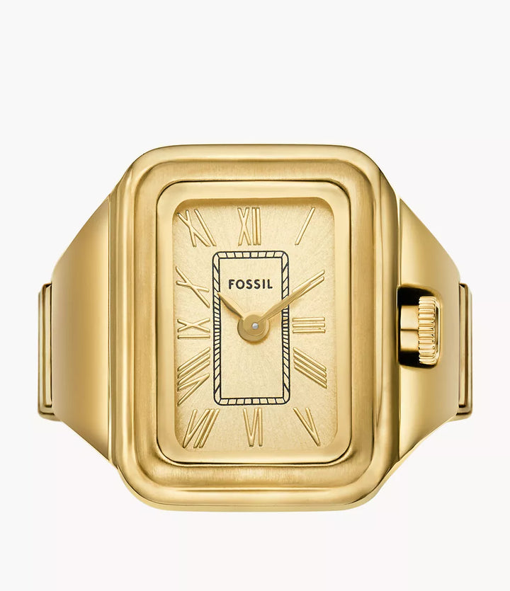 טבעת שעון מאובנים Raquel 14 מ"מ קוורץ גמר פלדה זהב PVD זהב ES5343