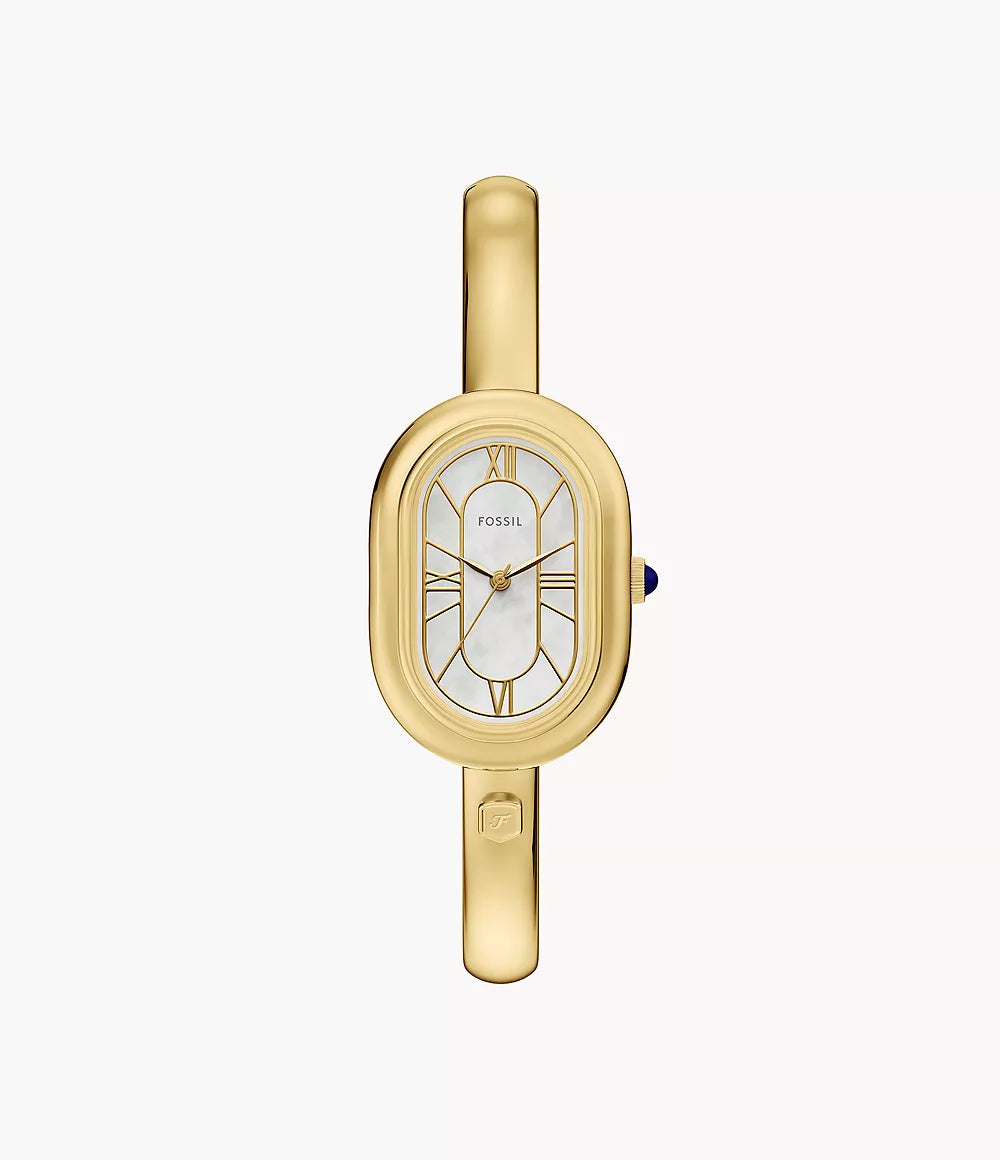 Fossil watch Sloan 25mm mother of pearl quartz steel PVD yellow gold finish ES5444