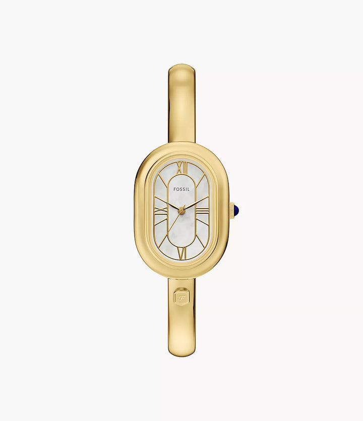 Fossil watch Sloan 25mm mother of pearl quartz steel PVD yellow gold finish ES5444