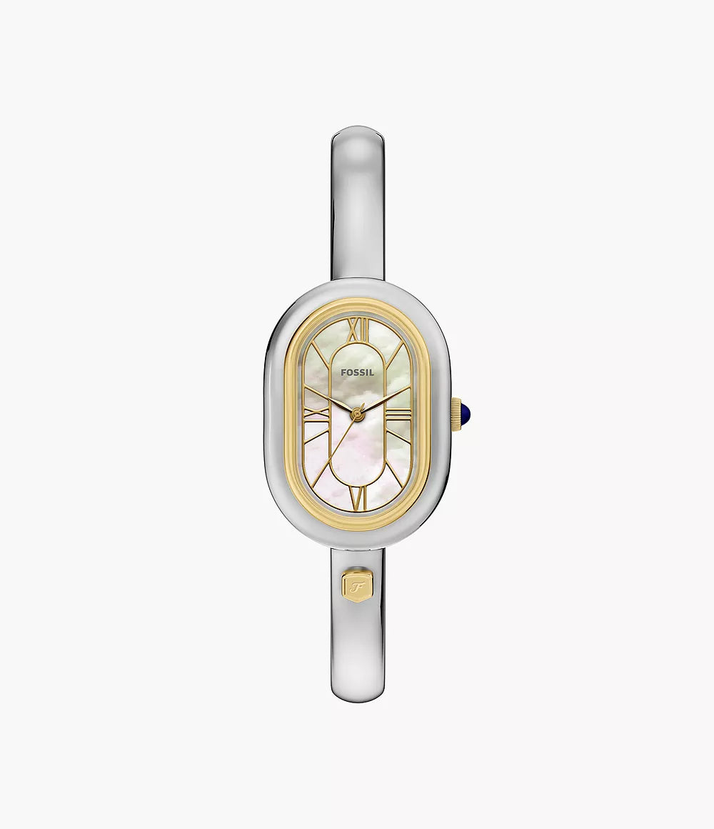 Fossil watch Sloan 25mm mother of pearl quartz steel PVD finish yellow gold ES5455